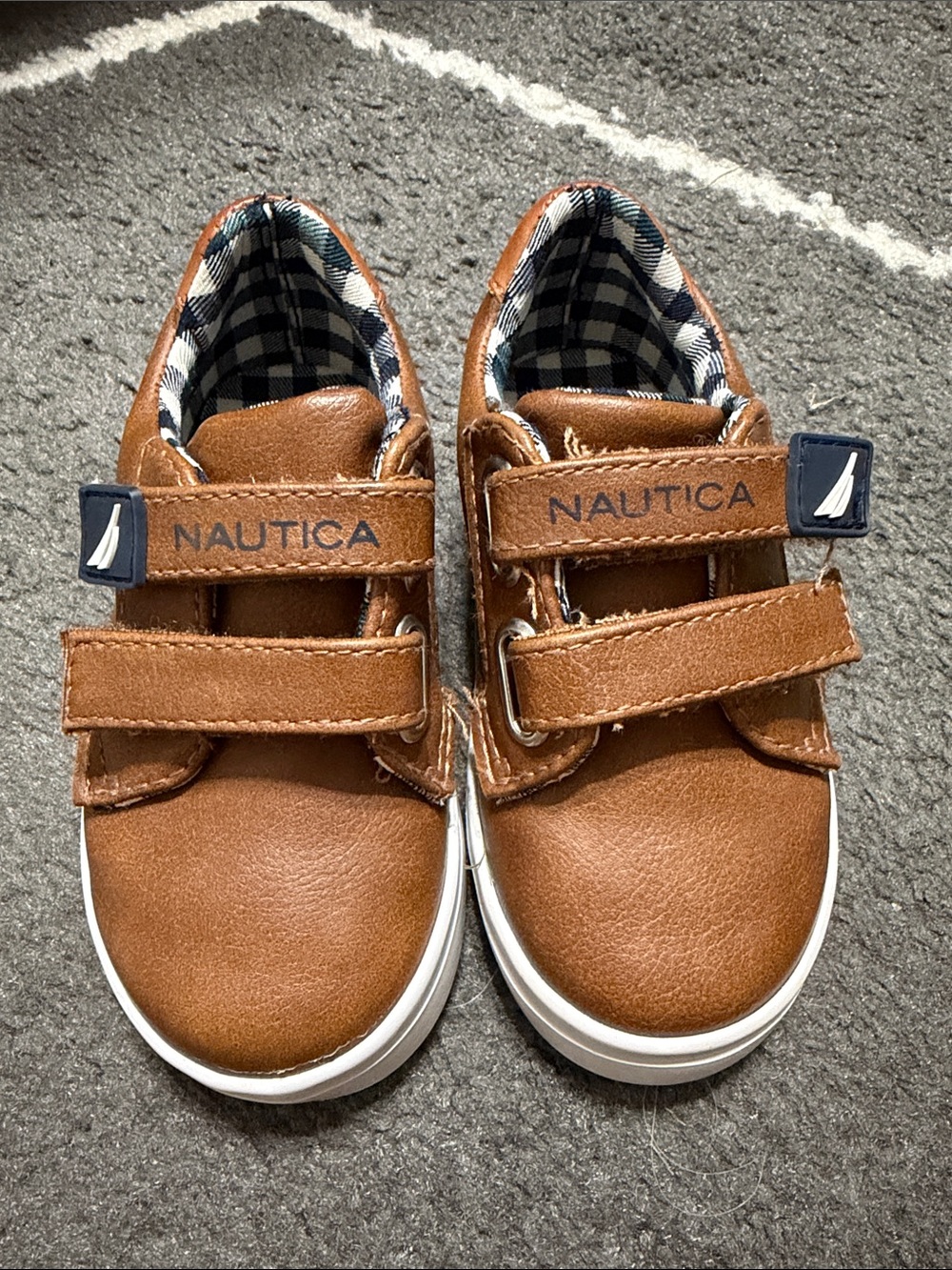 Nautica Toddler Brown Velcro Sneakers with Navy Accents